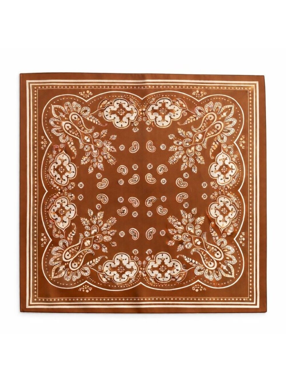 Caramel Brown Satin Paisley Scarf Bandana 26x26 Western Cowgirl Wild Rag - Picture 1 of 8